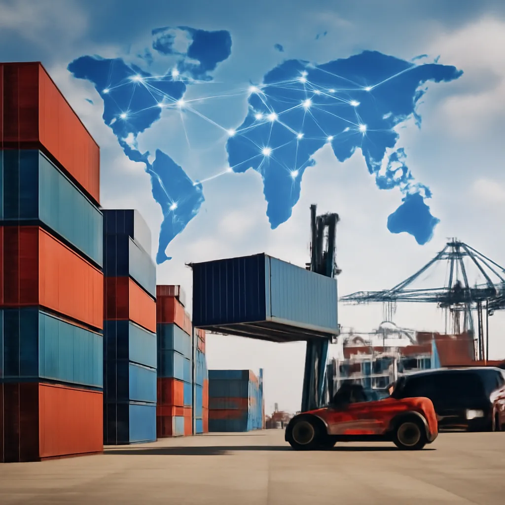 real photo of global trade logistics concept with